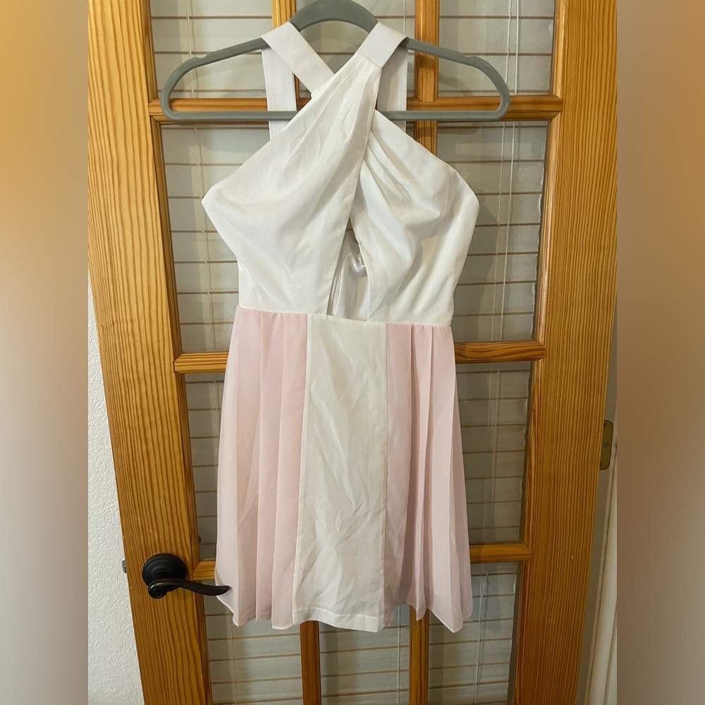 BCBG white and Pink Halter Dress